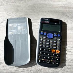 Casio fx-300 ES plus scientific calculator with a protective cover, gray